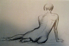 Frauenakt Rücken halbsitzend