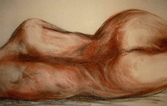 liegender Frauenakt Rötelstift